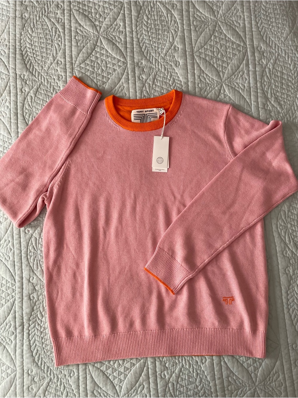 Tory Burch / Tory Sport Cashmere Contrast Sweater Ribbon Colorway Size XL NWT